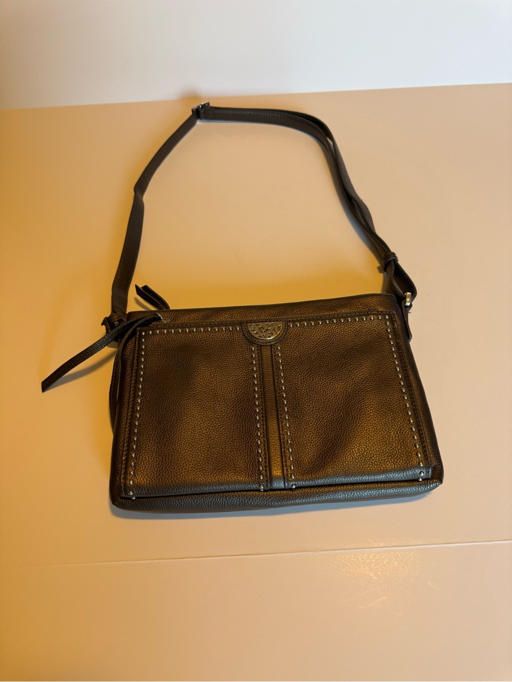 Brighton Pretty Tough Jagger Pewter Magnet Front Wallet Crossbody Organizer